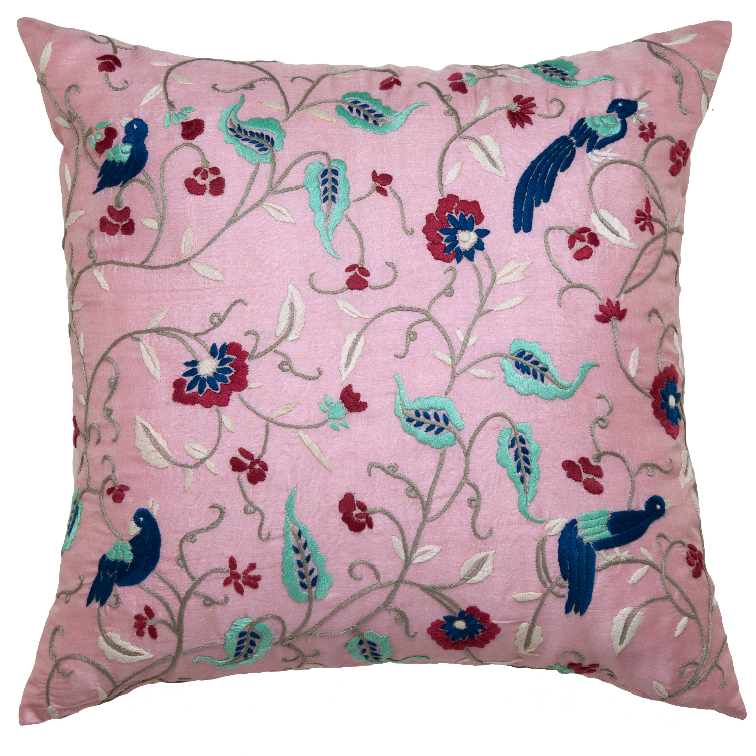 Persian Pheasants Pillow Cover Pink